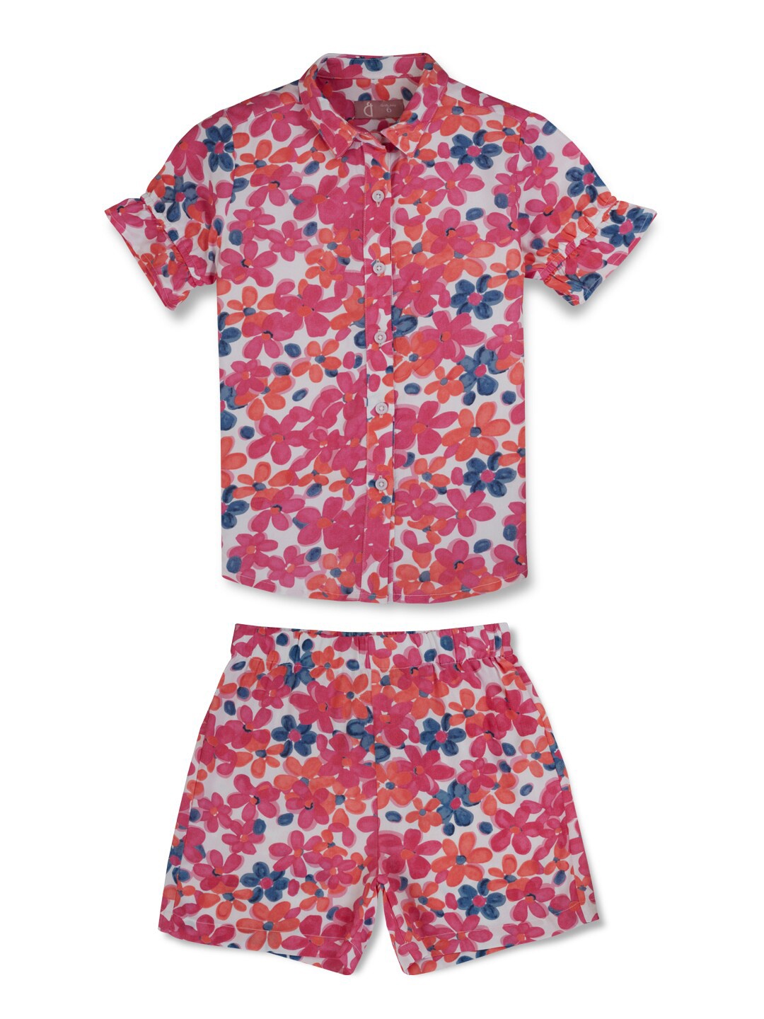 

Gini and Jony Girls Printed Shirt With Short, Pink