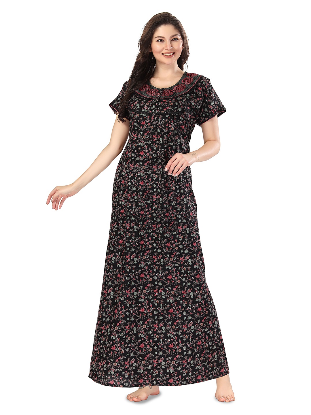 

Soulemo Floral Printed Maxi Nightdress, Charcoal