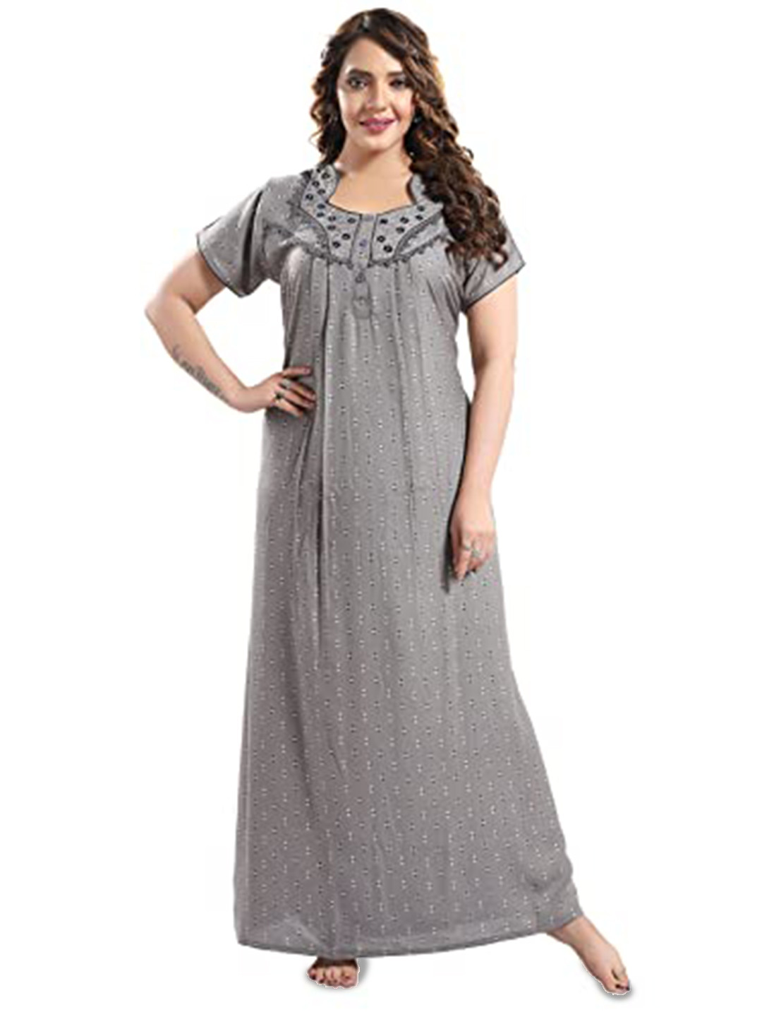 

Soulemo Printed Maxi Nightdress, Grey melange