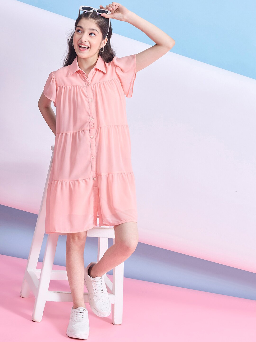 

Stylo Bug Girls Georgette Shirt Dress, Peach