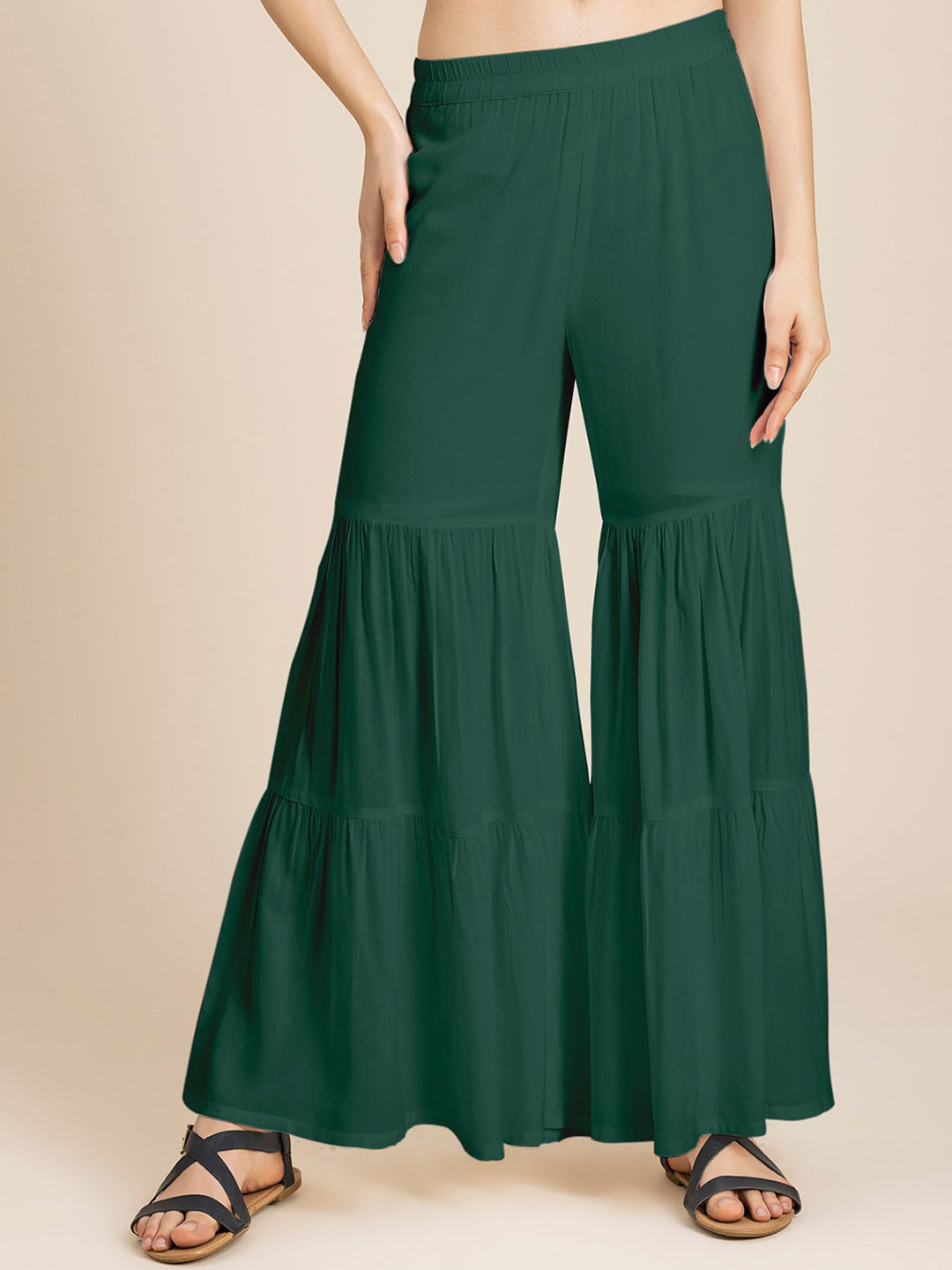 

Moomaya Women Loose Fit High-Rise Trouser, Green