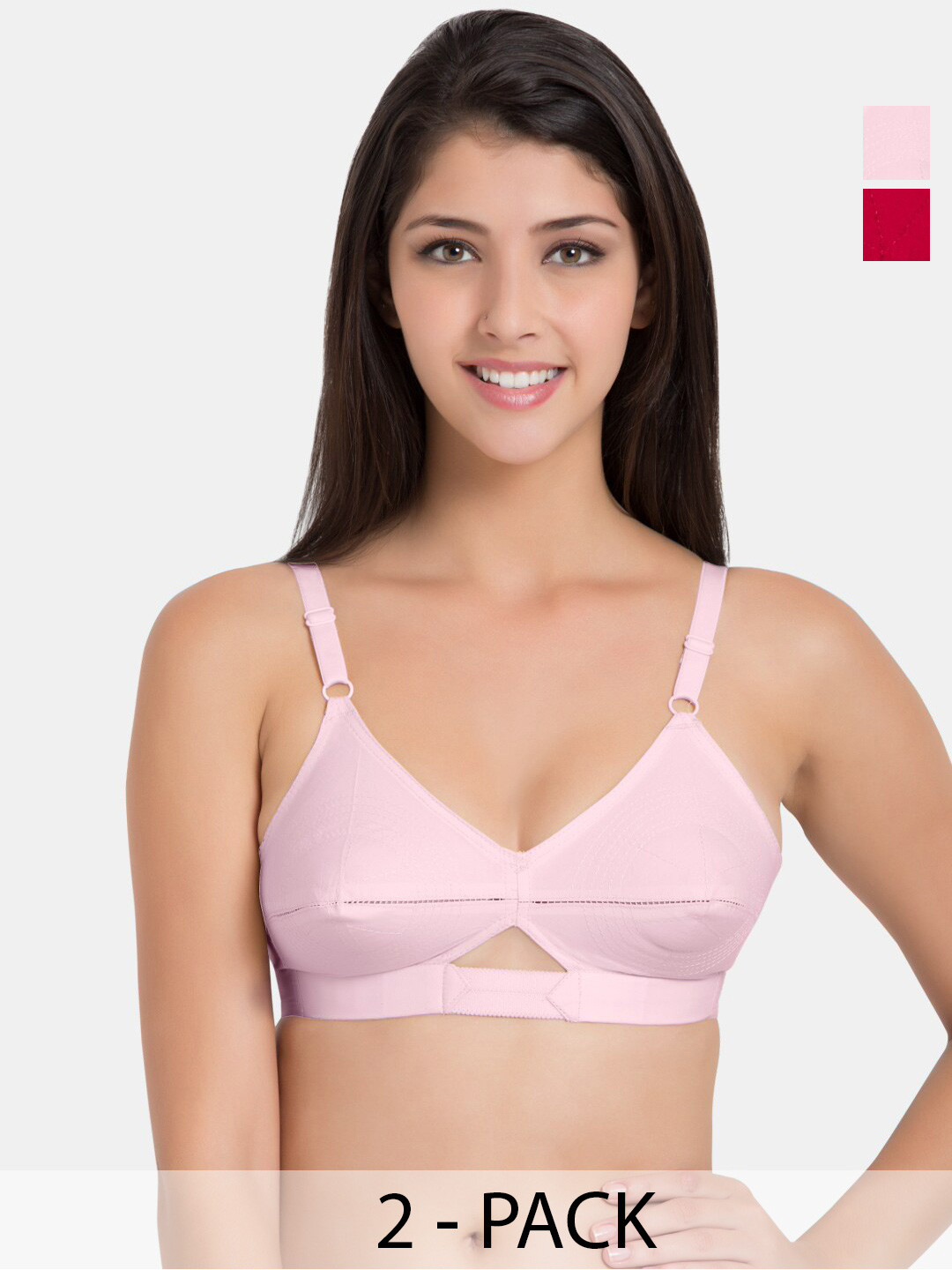 

Centra Pack Of 2 Pure Cotton Minimizer Bra Full Coverage All Day Comfort Non Padded, Maroon