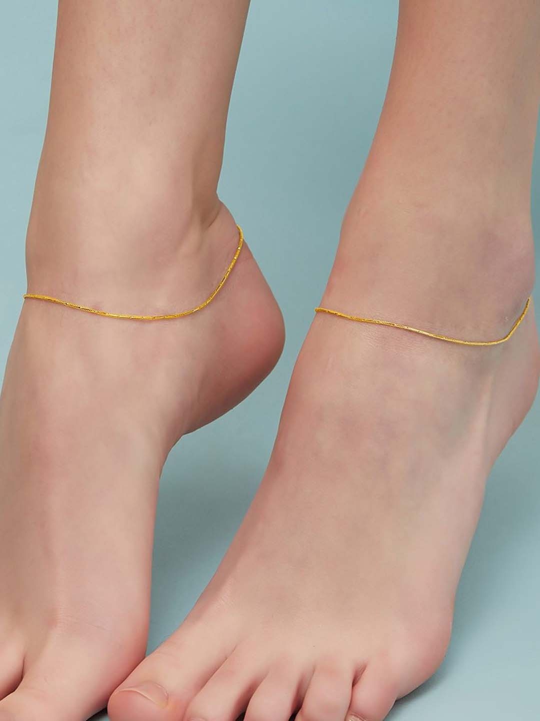 

Zavya Set of 2 925 Pure Silver Gold-Plated Anklets