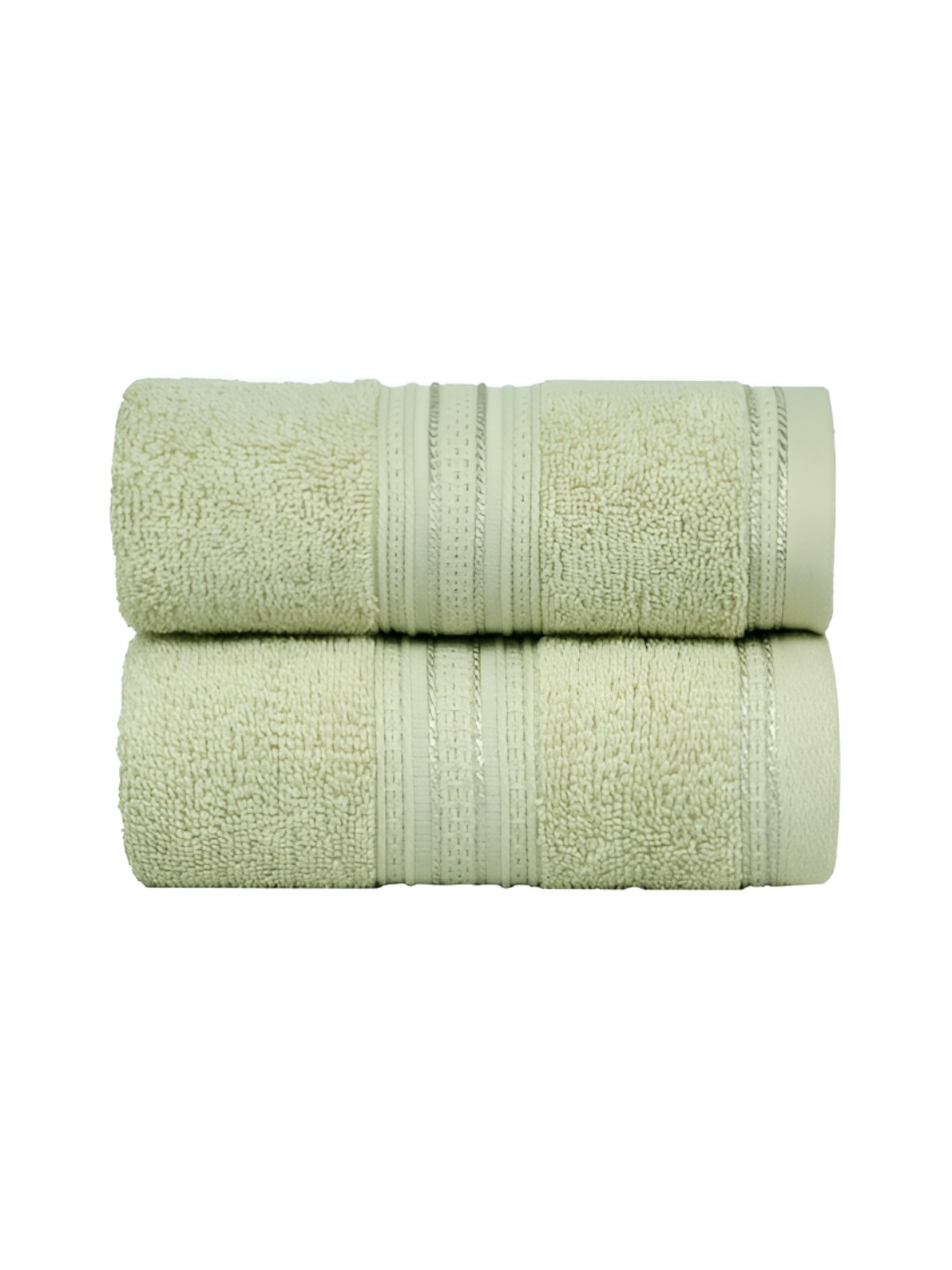 

MYTRIDENT Classic Light Green 2 Pieces 525 GSM Pure Cotton Super Soft Hand Towels