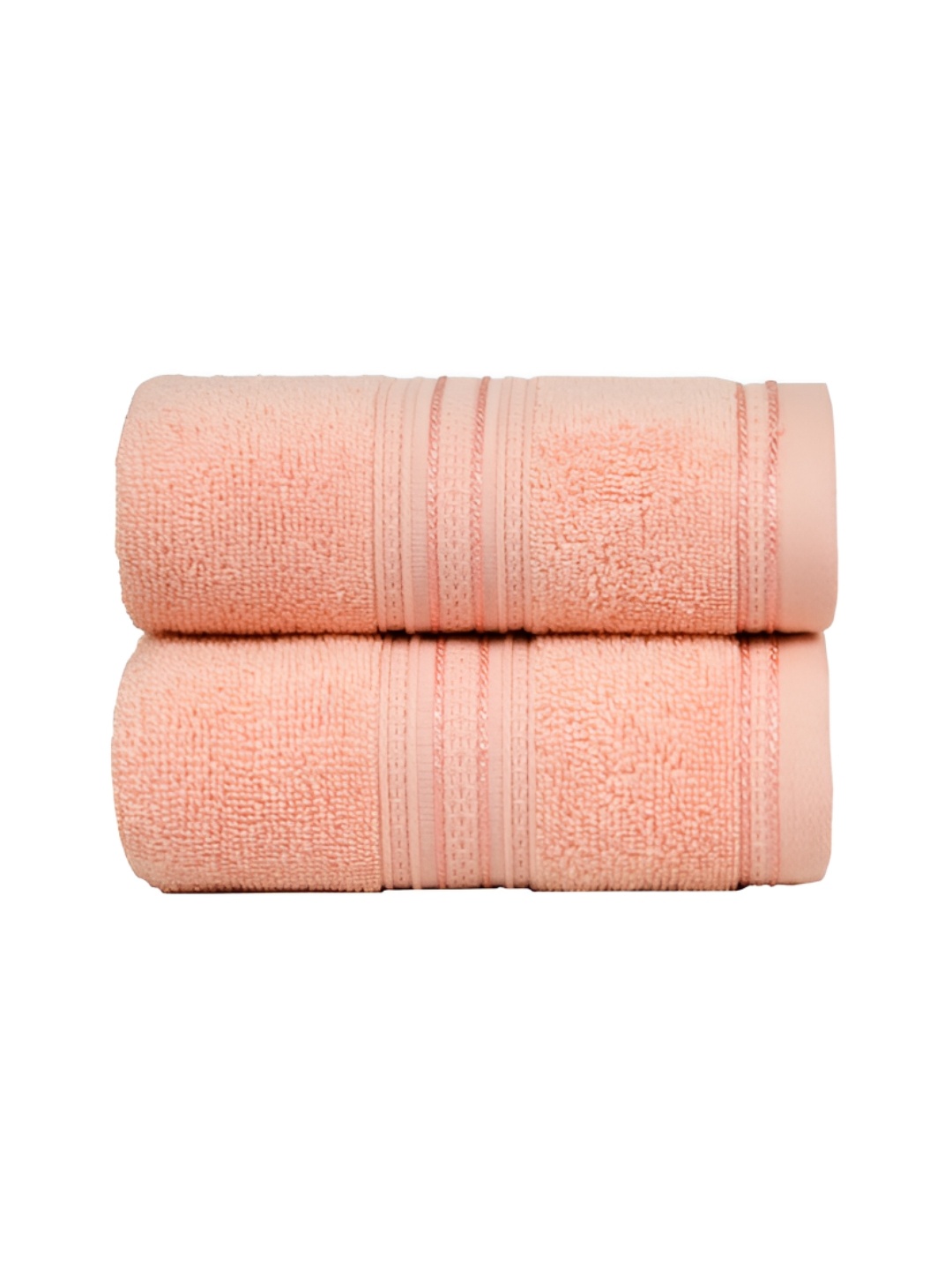 

MYTRIDENT Classic 2 Pieces Peach Colored 525 GSM Pure Cotton Super Soft Hand Towels