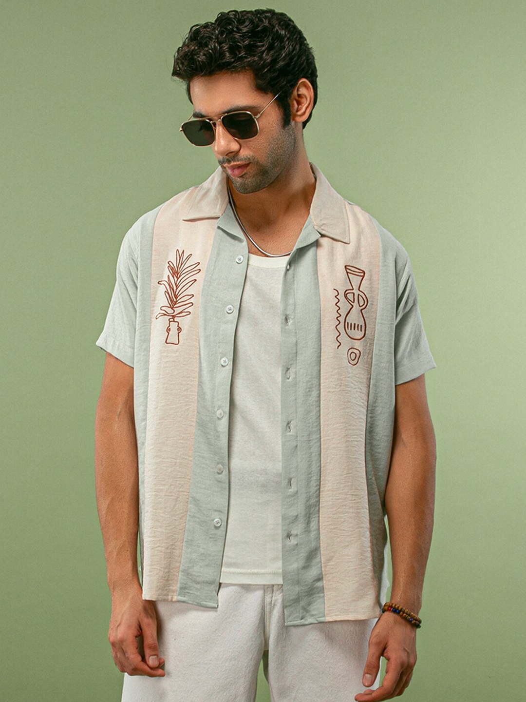 

Powerlook India Slim Striped Spread Collar Shirt, Off white