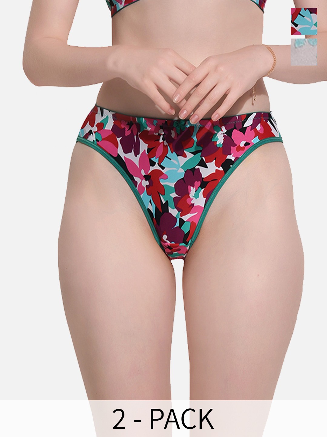 

FIMS Pack Of 2 Printed Stretchable Hipster Briefs, Pink