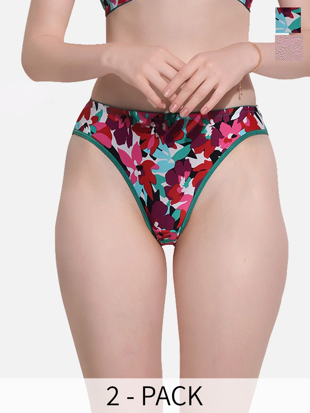 

FIMS Pack Of 2 Printed Hipster Briefs, Pink