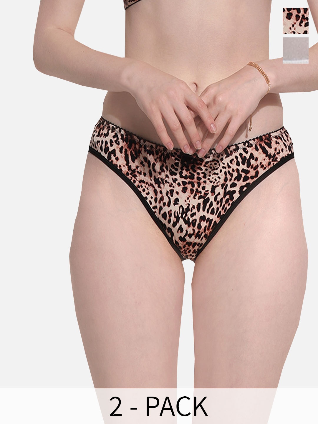 

FIMS Pack Of 2 Printed Stretchable Hipster Briefs, White