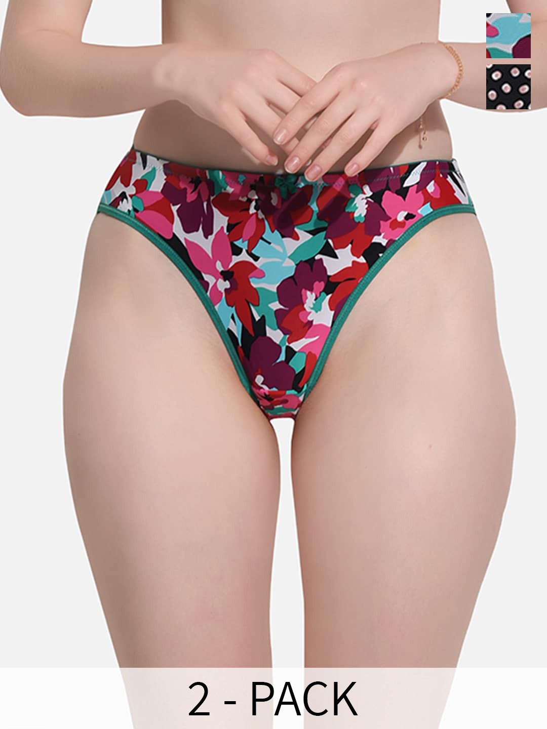 

FIMS Pack Of 2 Printed Hipster Briefs, Black
