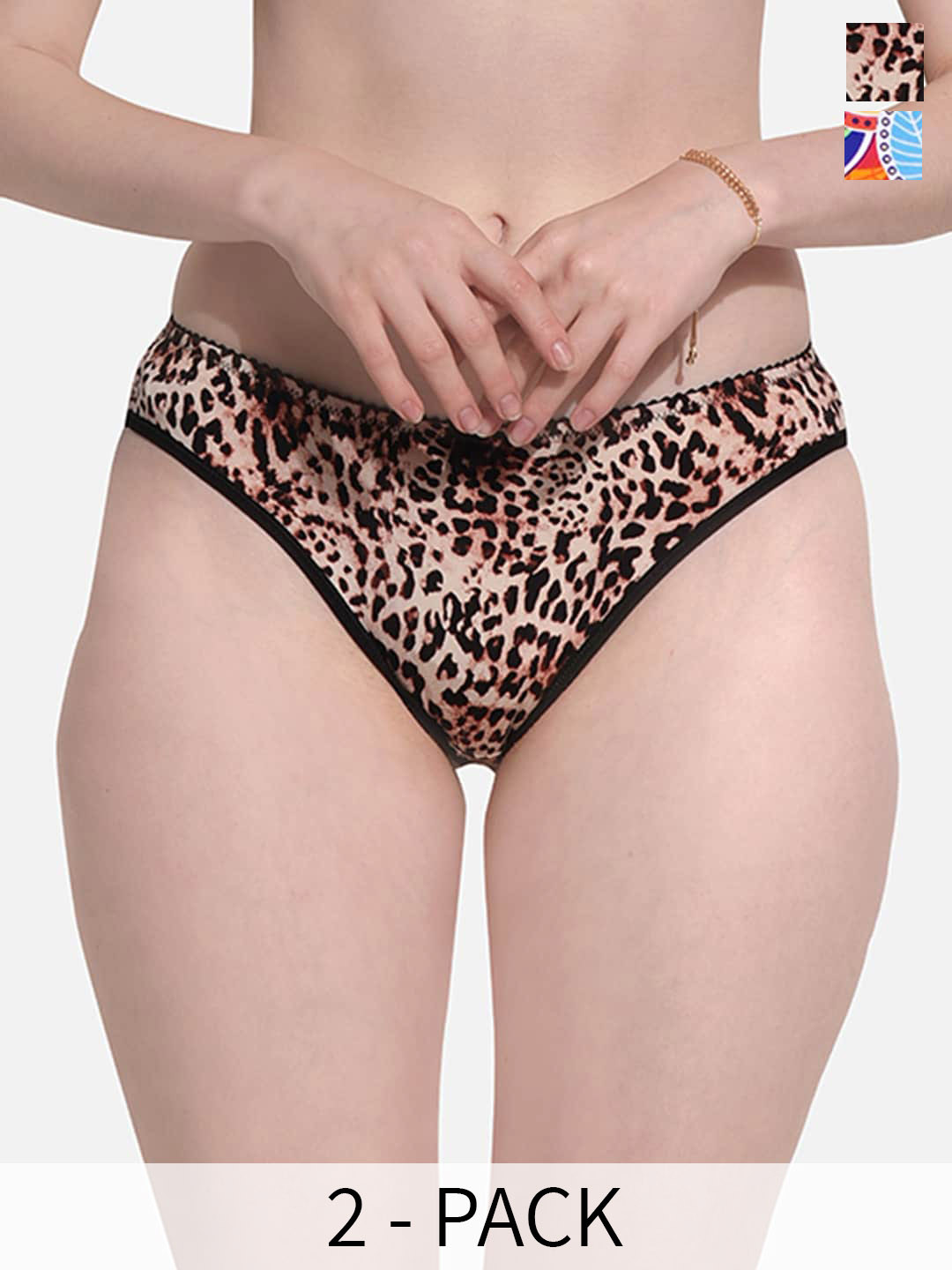 

FIMS Pack Of 2 Printed Stretchable Hipster Briefs, Blue
