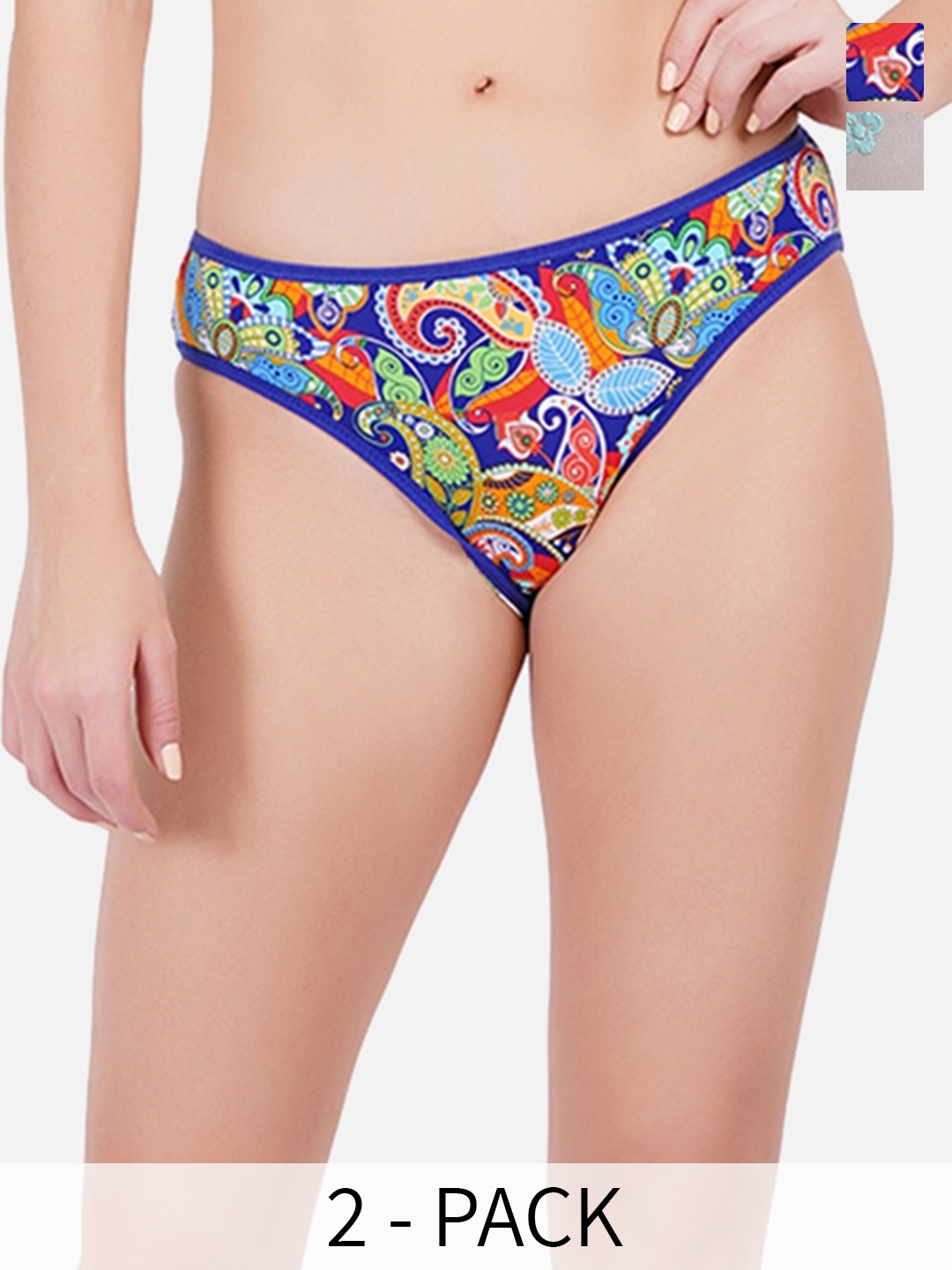 

FIMS Pack Of 2 Printed Stretchable Hipster Briefs, Blue