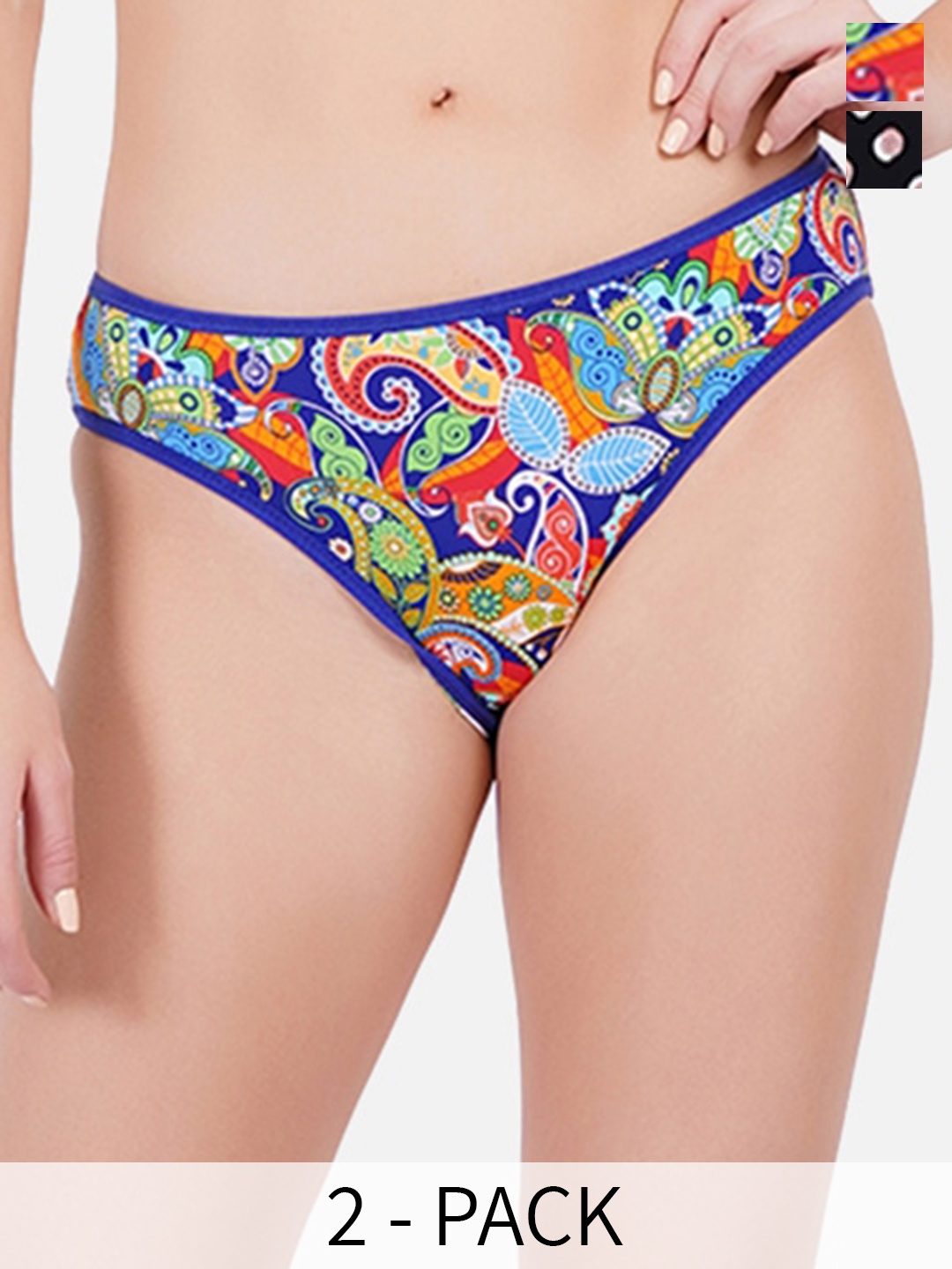 

FIMS Pack Of 2 Printed Stretchable Hipster Briefs, Blue