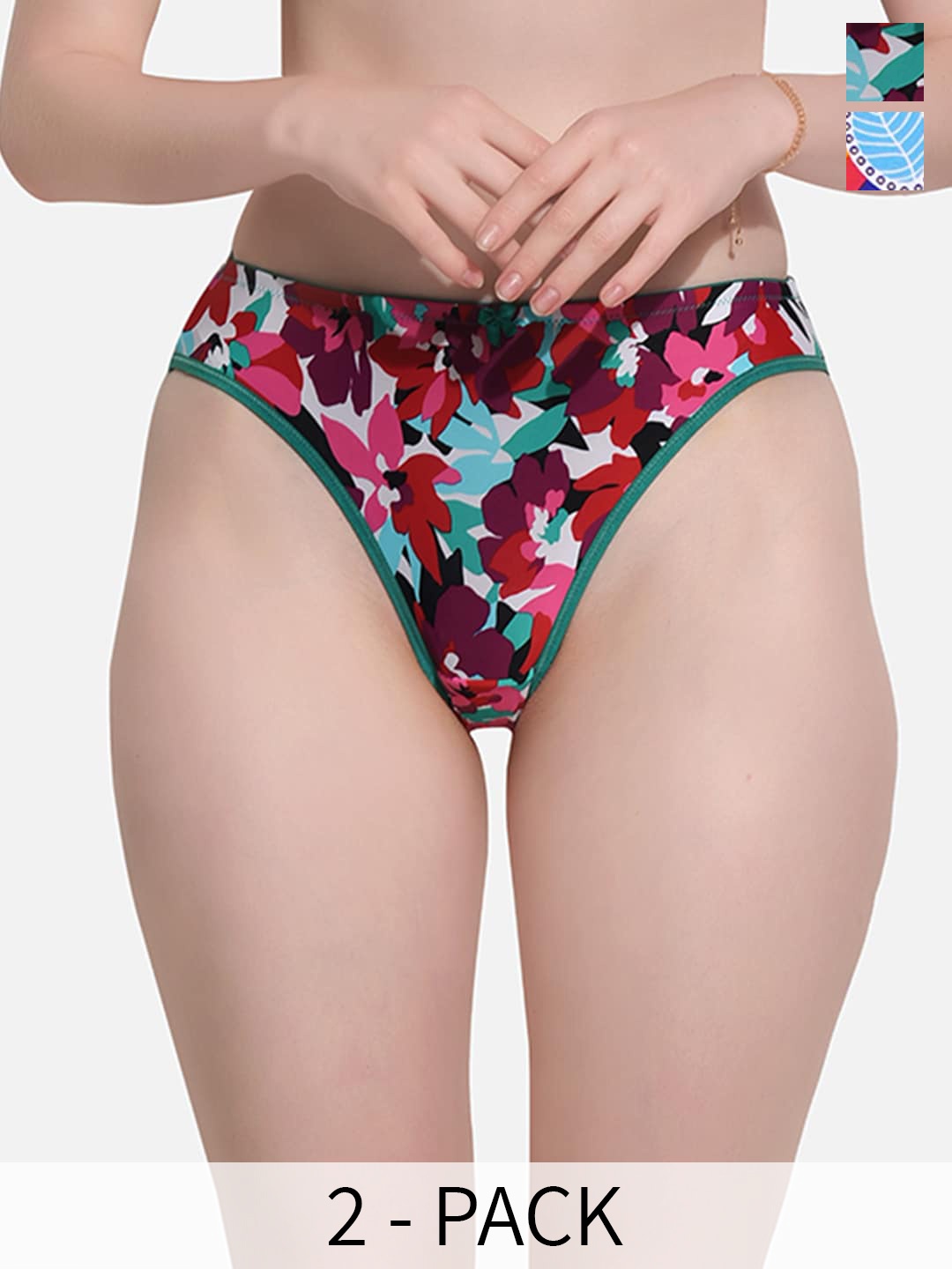 FIMS Pack Of 2 Printed Stretchable Hipster Briefs, Blue