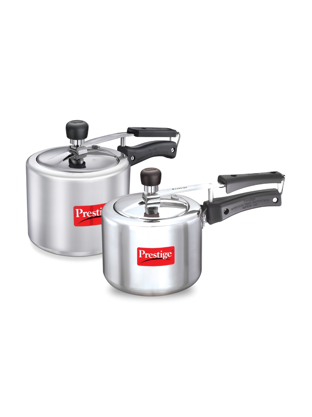 

Prestige Silver Toned 2 Pieces Aluminium Inner Lid Pressure Cooker with 2 Lids