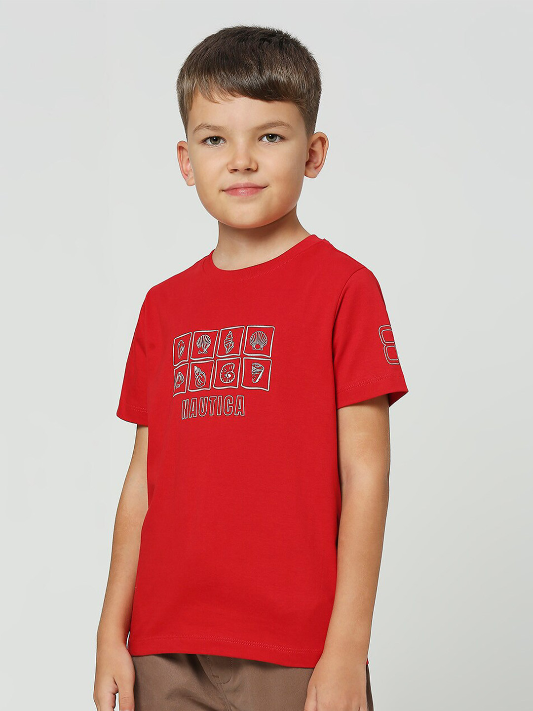 

Nautica Boys Typography Printed Cotton T-shirt, Red