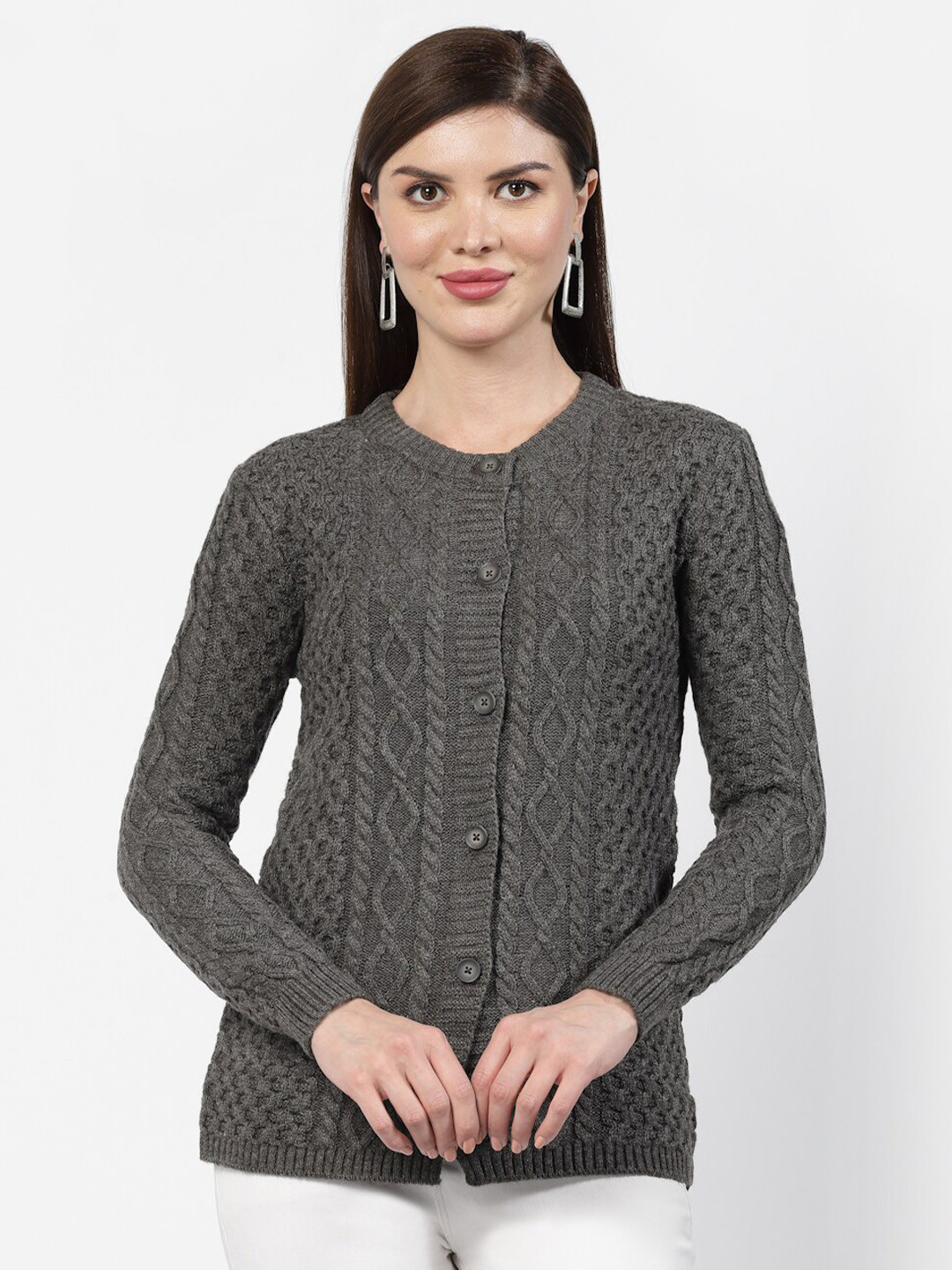 

Kalt Cable Knit Cardigan Sweater, Grey melange