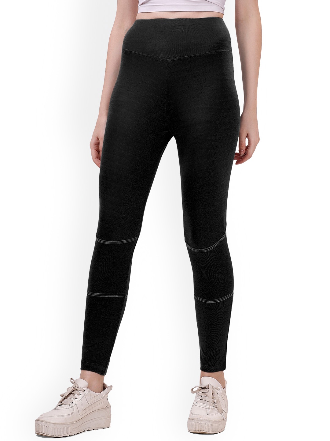 

Mehrang Stretchable Ankle Length Training Tights, Black