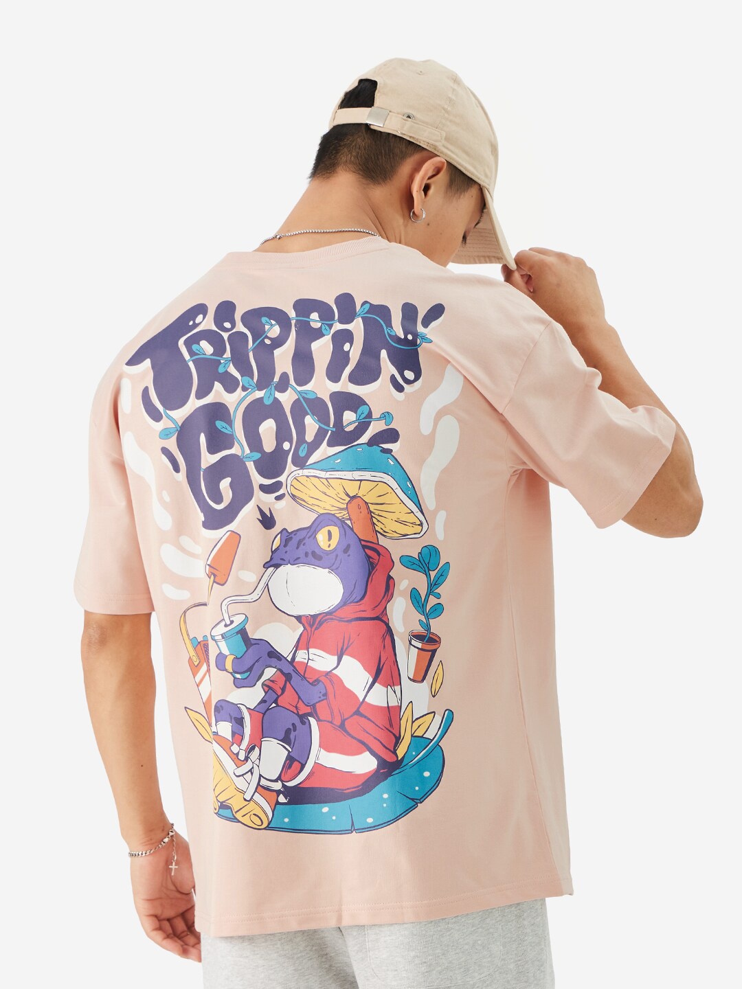

The Souled Store Round Neck Printed Cotton T-shirt, Pink