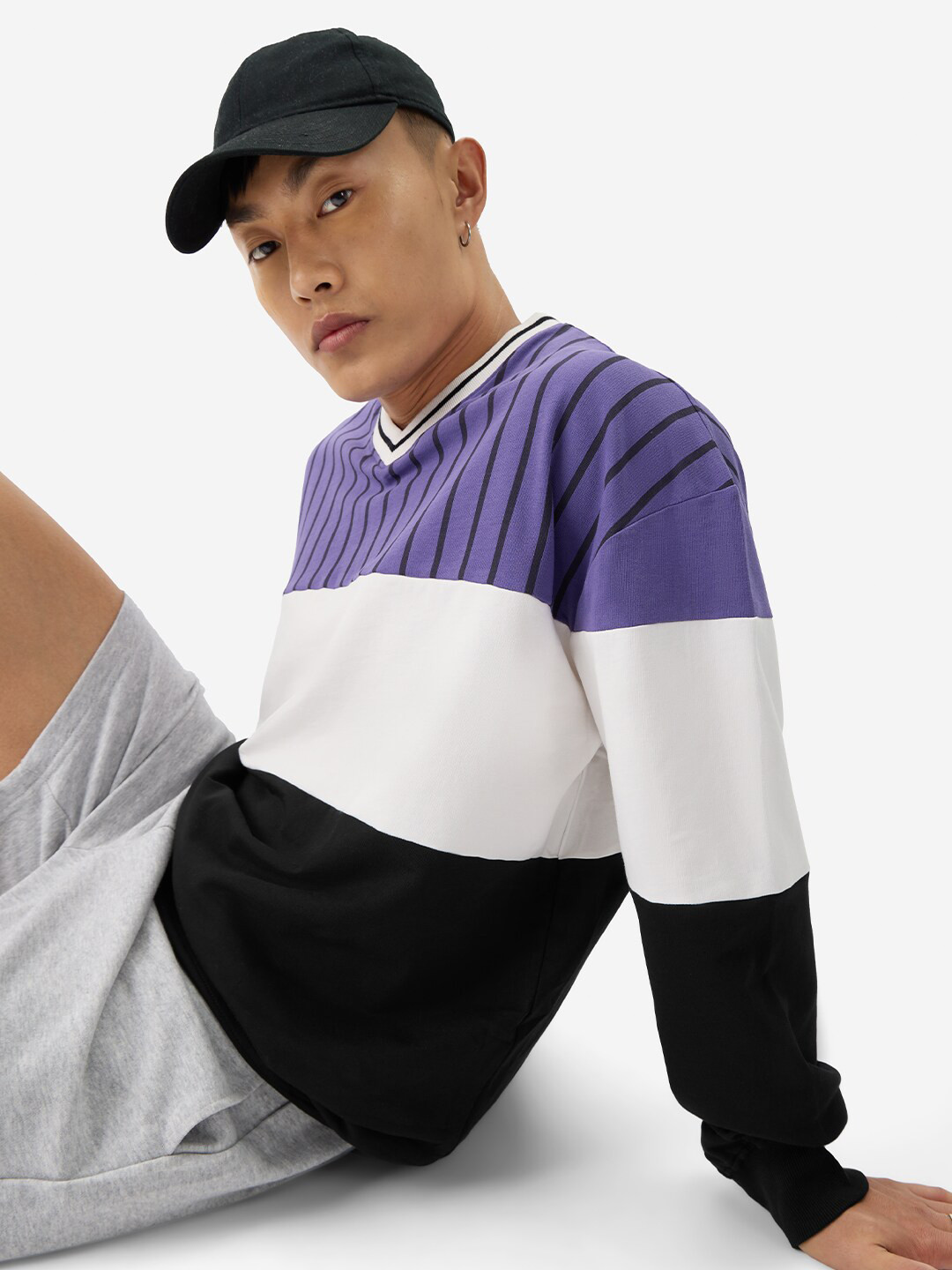 

The Souled Store Colourblocked Cotton Oversized T-shirt, Purple
