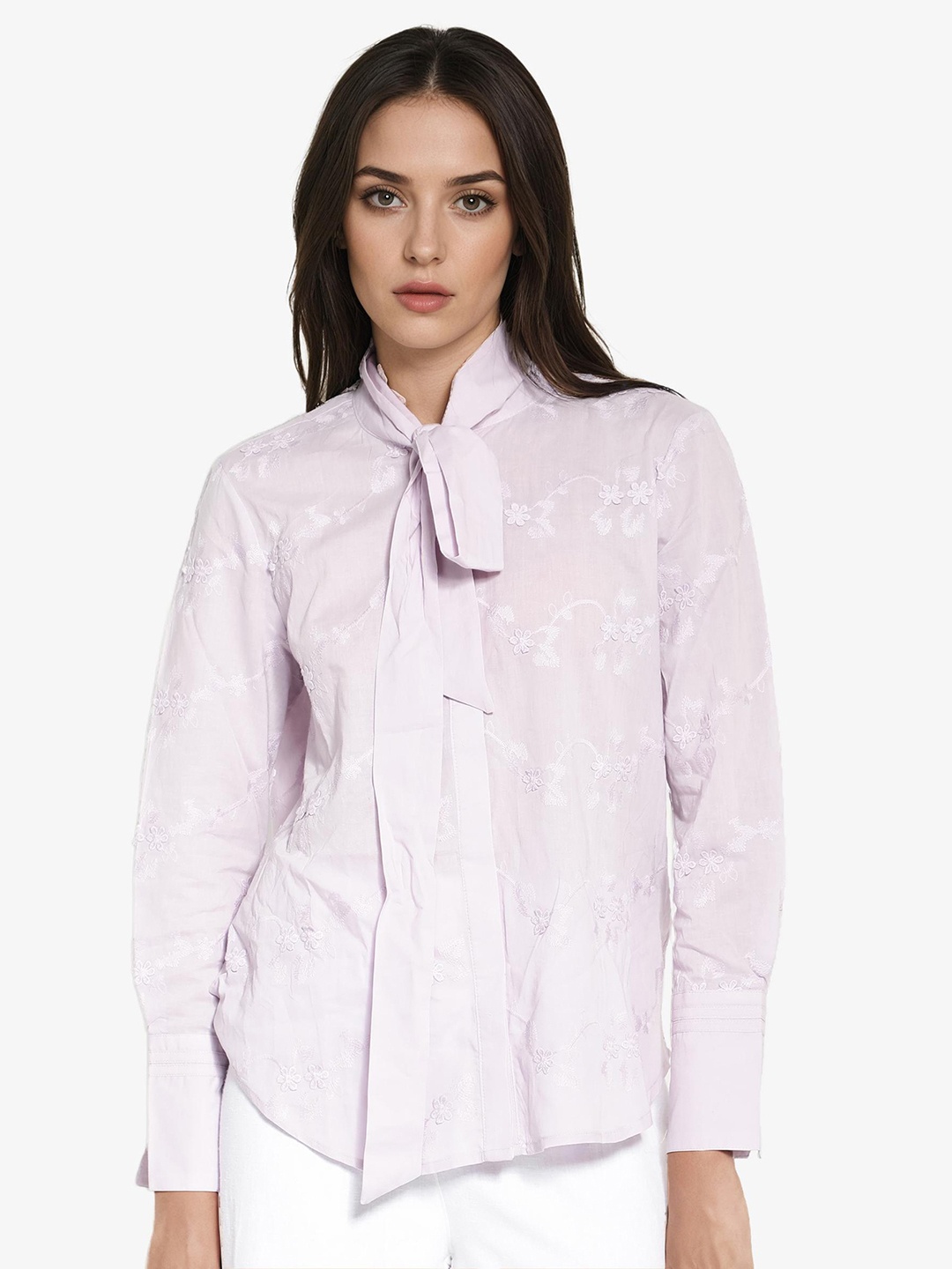 

RAREISM Comfort Floral Self Design Cotton Casual Shirt, Purple