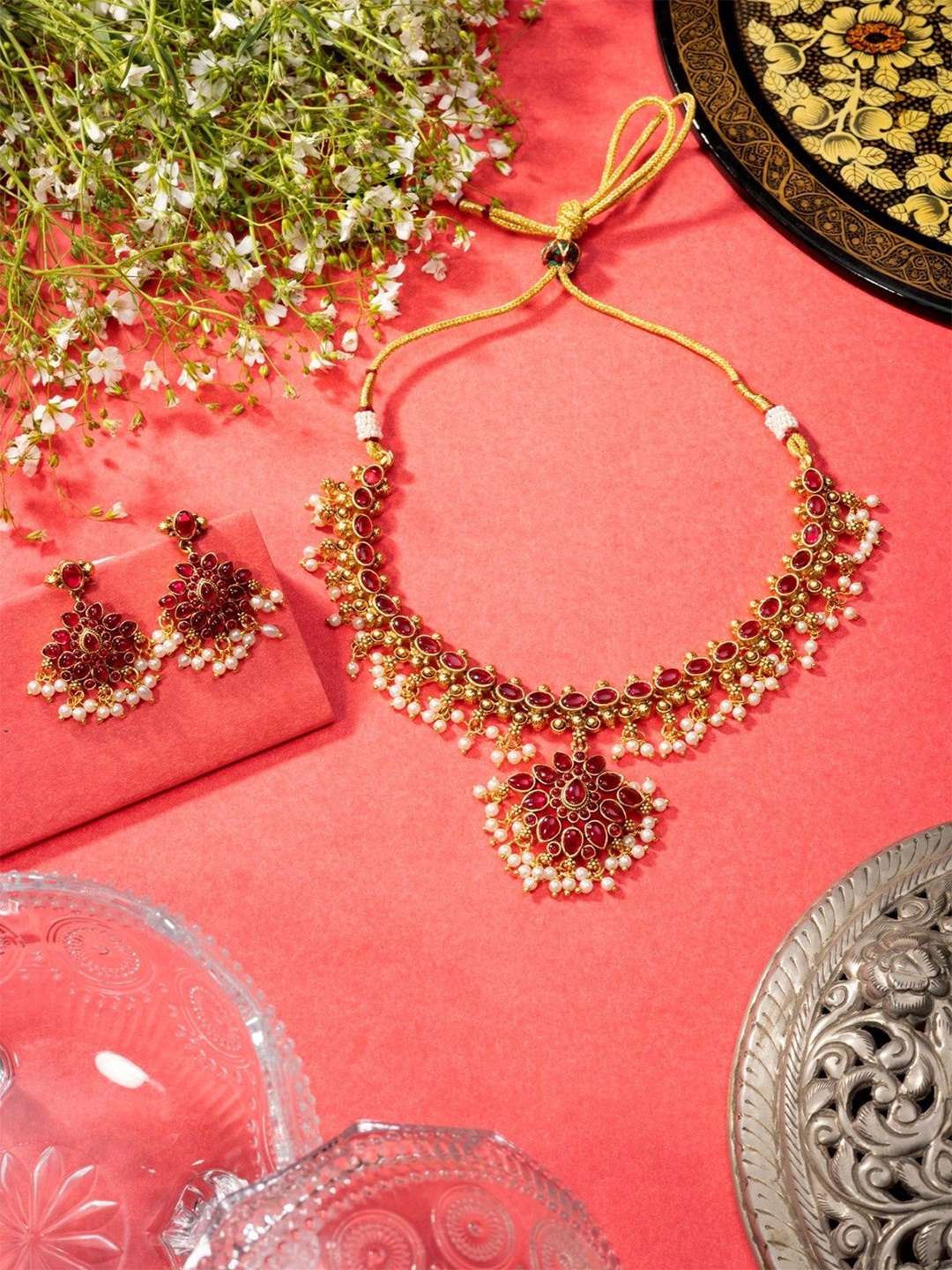 

Niscka Gold-Plated Stone-Studded Jewellery Set