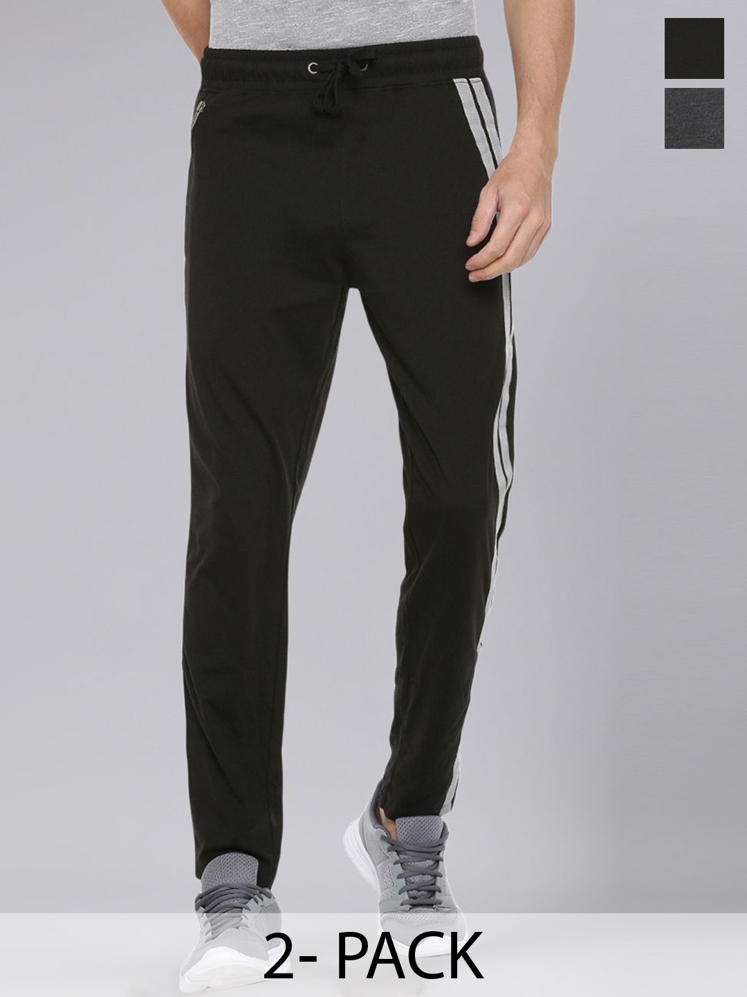 

Force NXT Men Pack Of 2 Dri-Fit Mid Rise Track Pants, Black