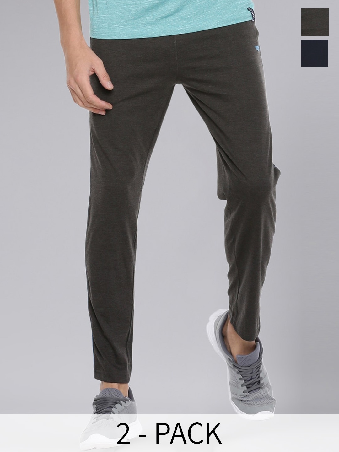 

Force NXT Men Pack Of 2 Printed Dri-FIT Cotton Track Pants, Grey