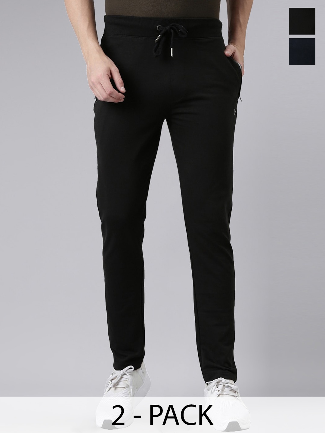 

Force NXT Men Pack Of 2 Dri-Fit Mid Rise Track Pants, Black