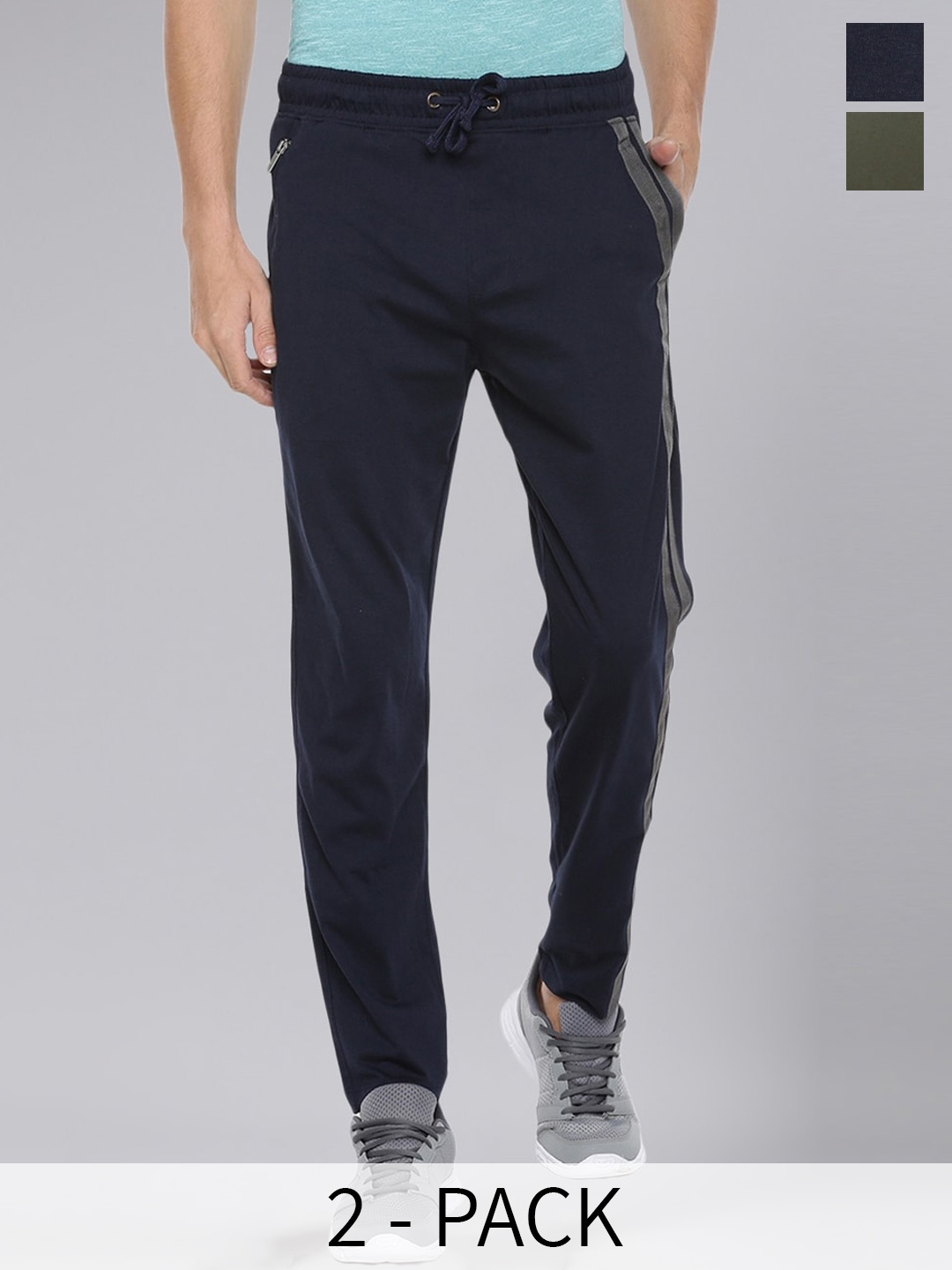 

Force NXT Men Pack Of 2 Dri-Fit Mid Rise Track Pants, Navy blue