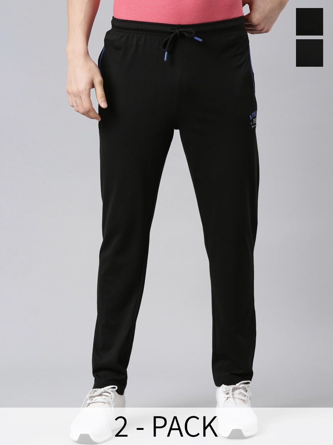 

Force NXT Men Pack Of 2 Dri-Fit Mid Rise Track Pants, Black
