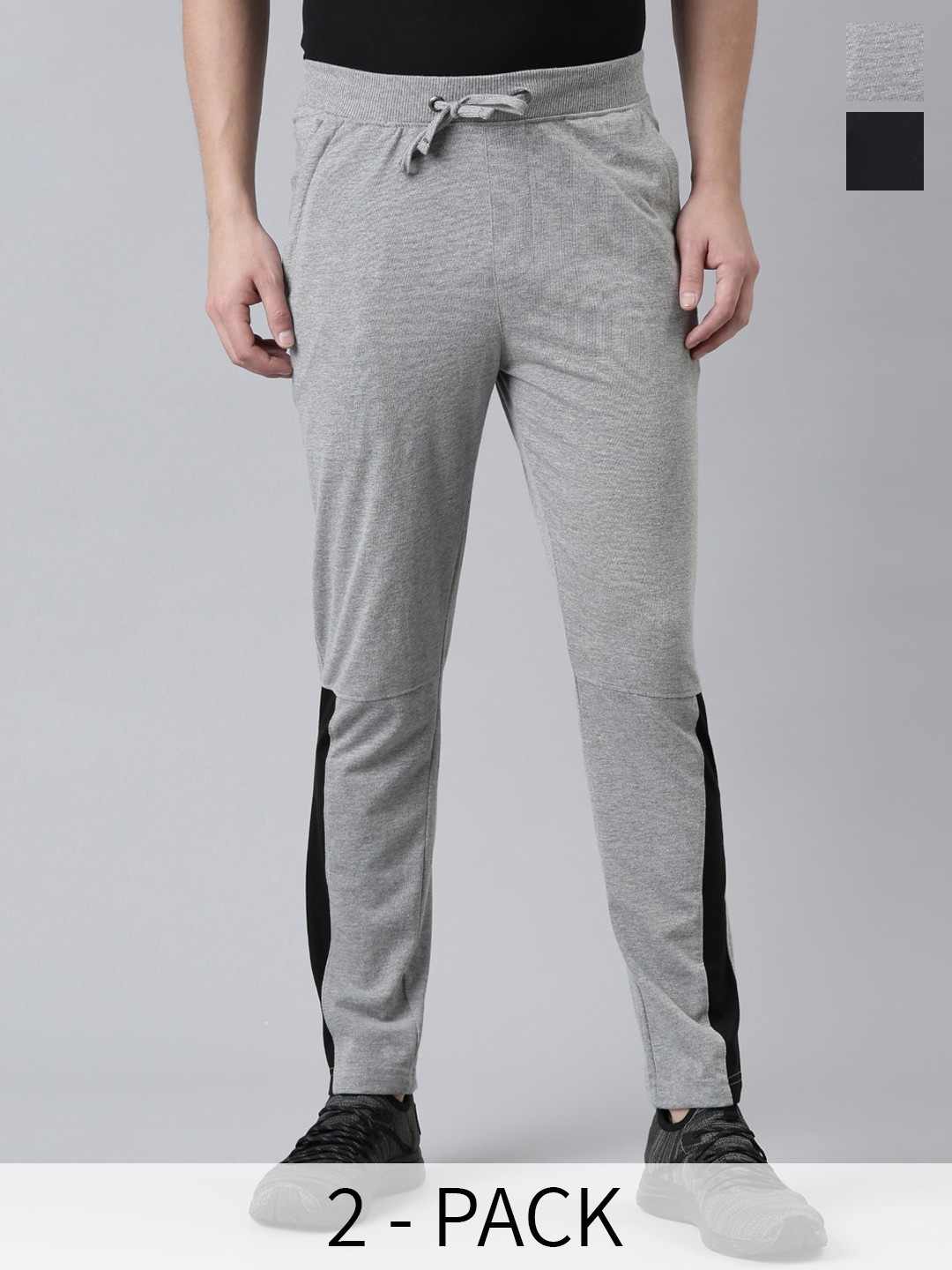 

Force NXT Men Pack Of 2 Cotton Track Pants, Grey