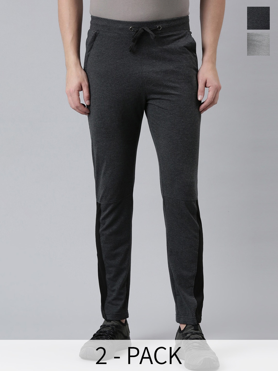 

Force NXT Men Pack Of 2 Mid Rise Track Pants, Grey