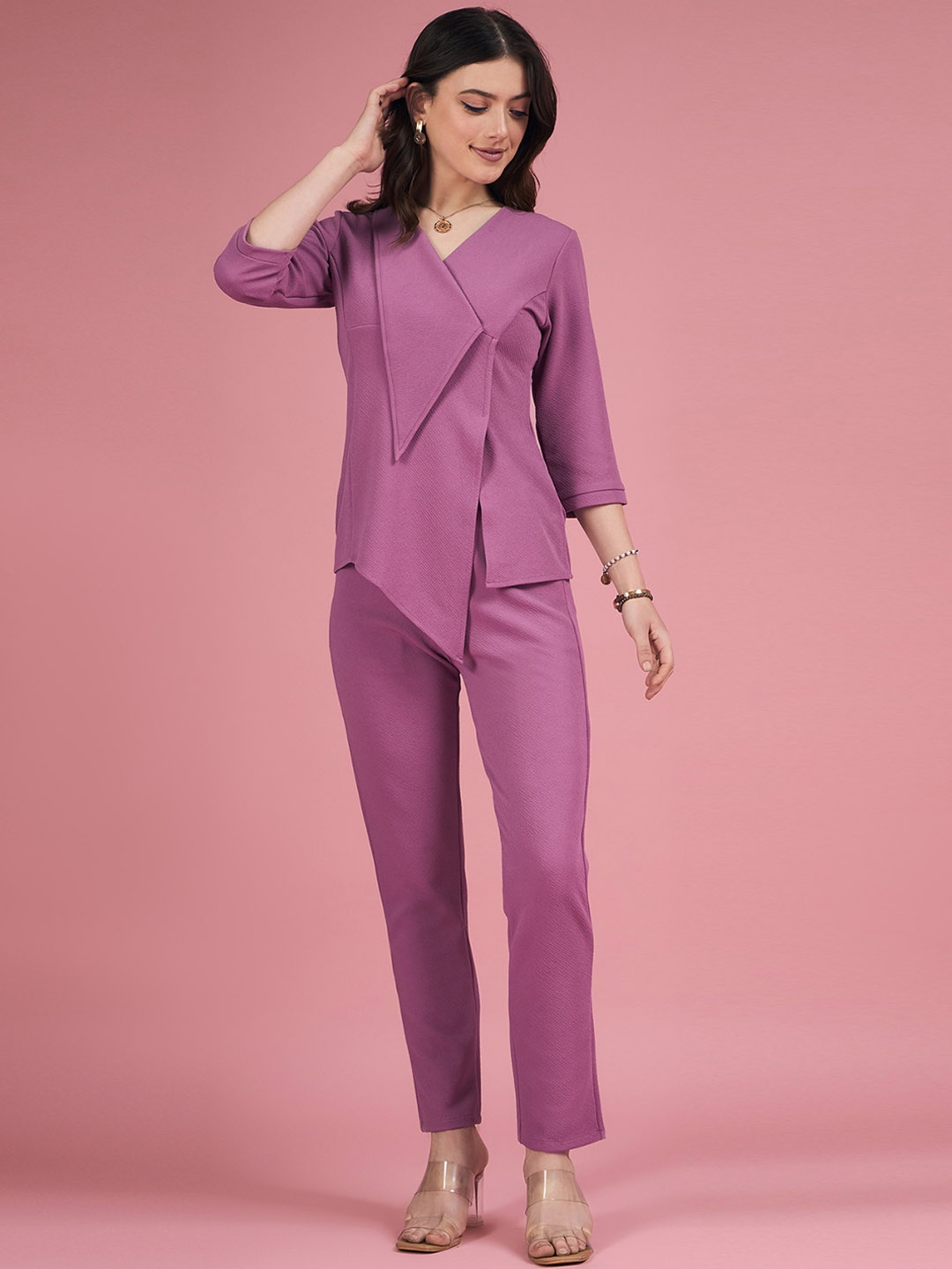 

DressBerry Mauve V-Neck Top & Trouser Co-Ord Set