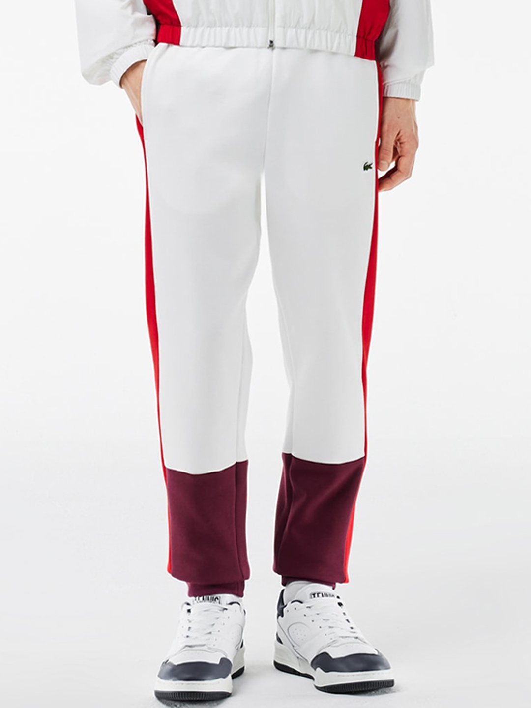 

Lacoste Men Colourblocked Mid-Rise Regular Joggers, White