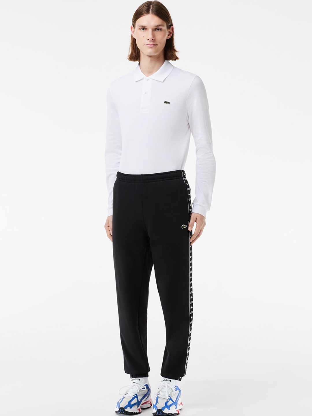 

Lacoste Men Brand Logo Printed Slim-Fit Mid-Rise Joggers, Black