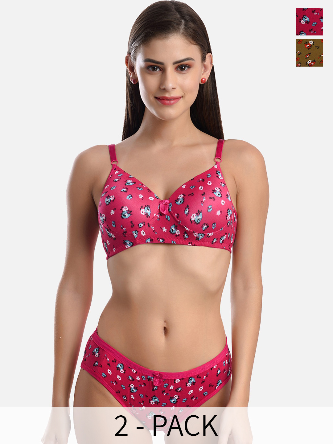 

FIMS Pack Of 2 Printed Padded Lingerie Set, Pink