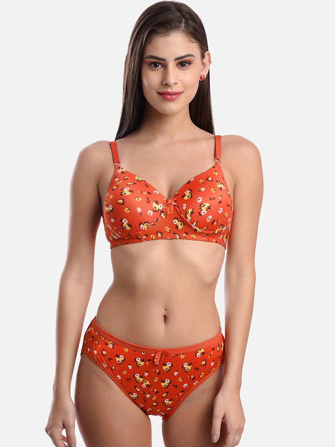 

FIMS Printed Padded Lingerie Set, Orange