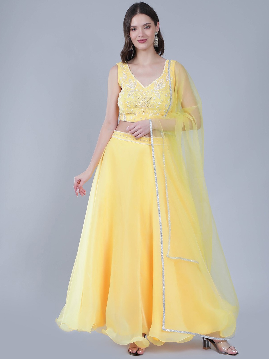 

Laalzari Embellished Ready to Wear Lehenga & Blouse With Dupatta, Yellow