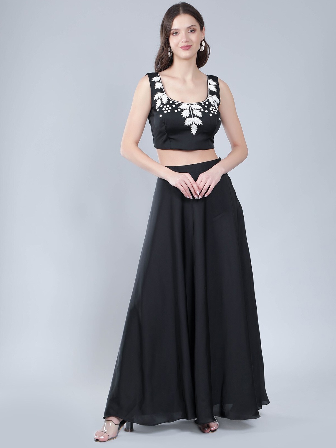 

Laalzari Embellished Ready to Wear Lehenga & Blouse With Dupatta, Black