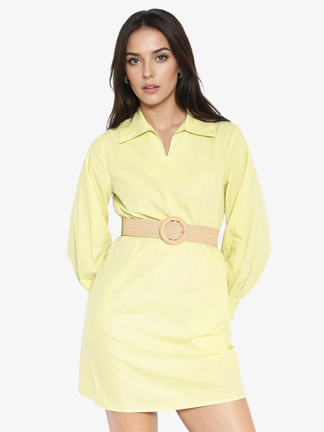 

RAREISM Cotton Shirt Mini Dress, Yellow