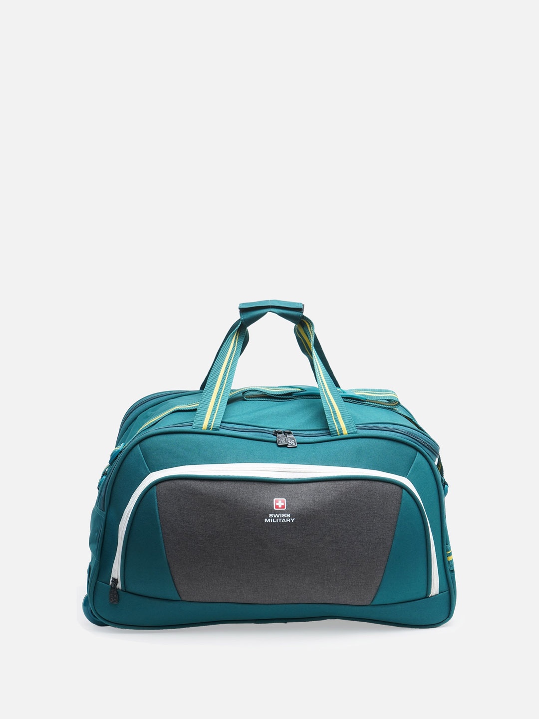 

SWISS MILITARY Printed Medium Duffel Trolley Bag 61.38 L, Teal