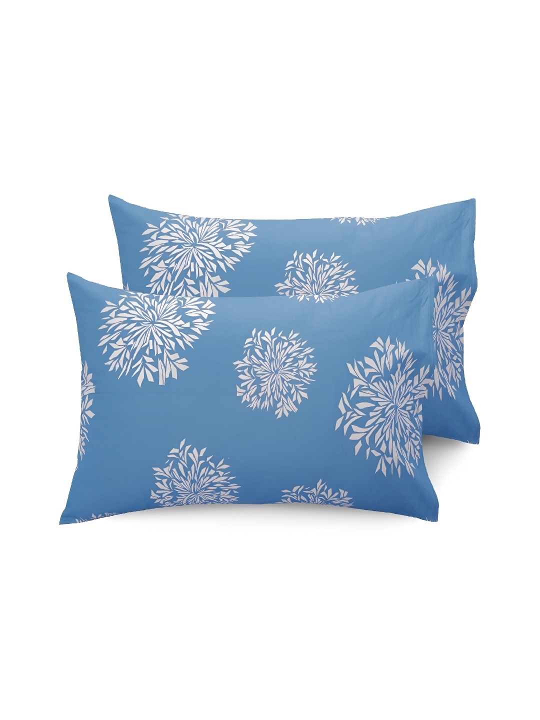 

PHOEBEE White & Blue Ethnic Motifs Cotton 120 TC Single Bedsheet With1 Pillow Cover