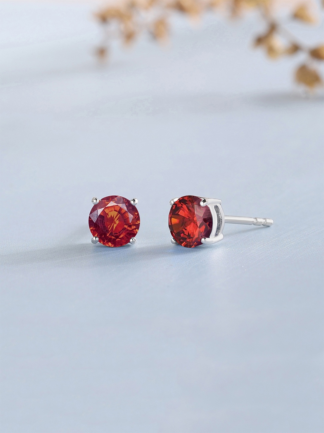 

Ornate Jewels 925 Sterling Silver Garnet Solitaire Stud Earrings