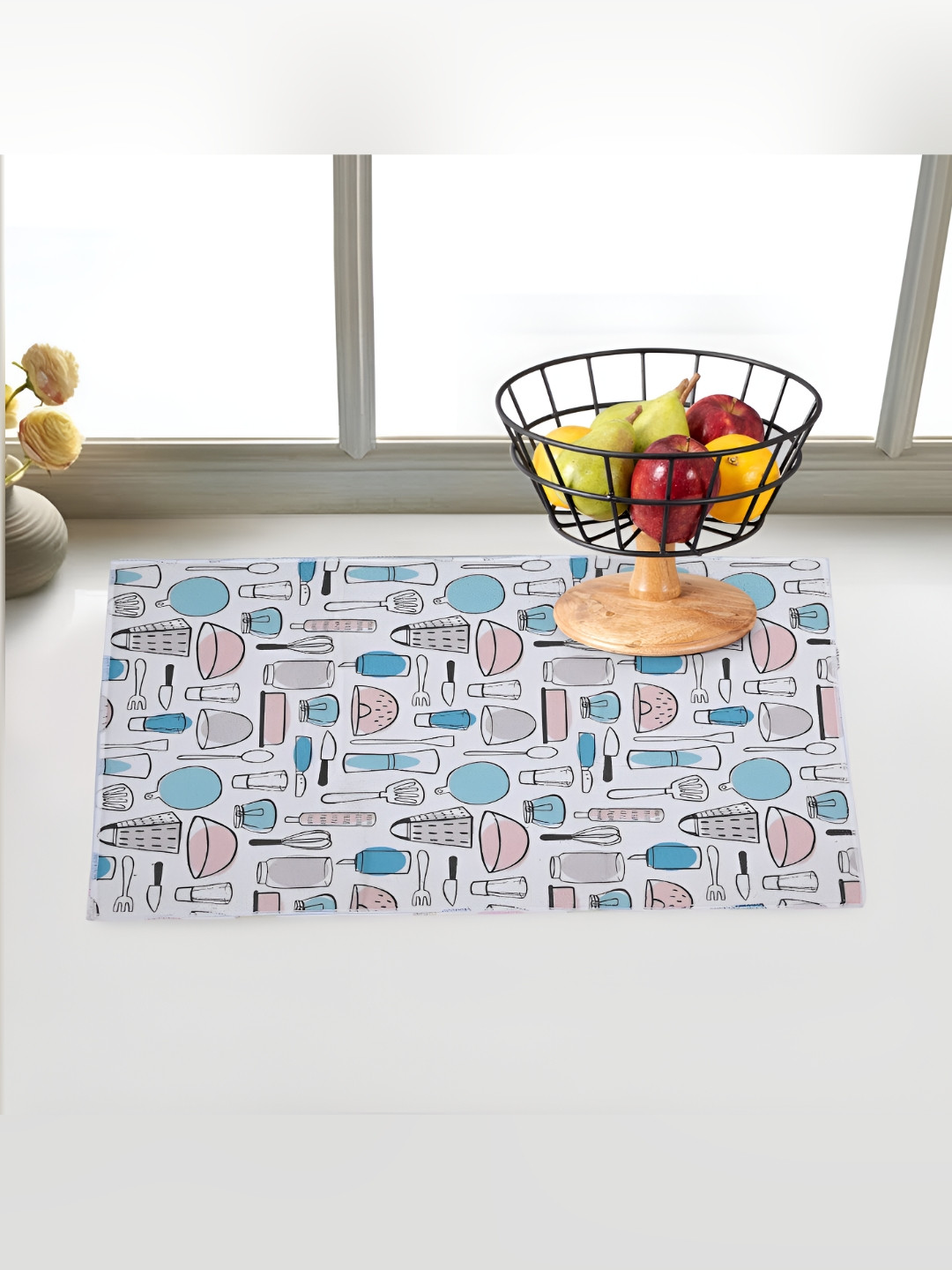 

LOOM LEGACY White & Blue Microfibre Reversible Kitchen Self Dish Dry Mat