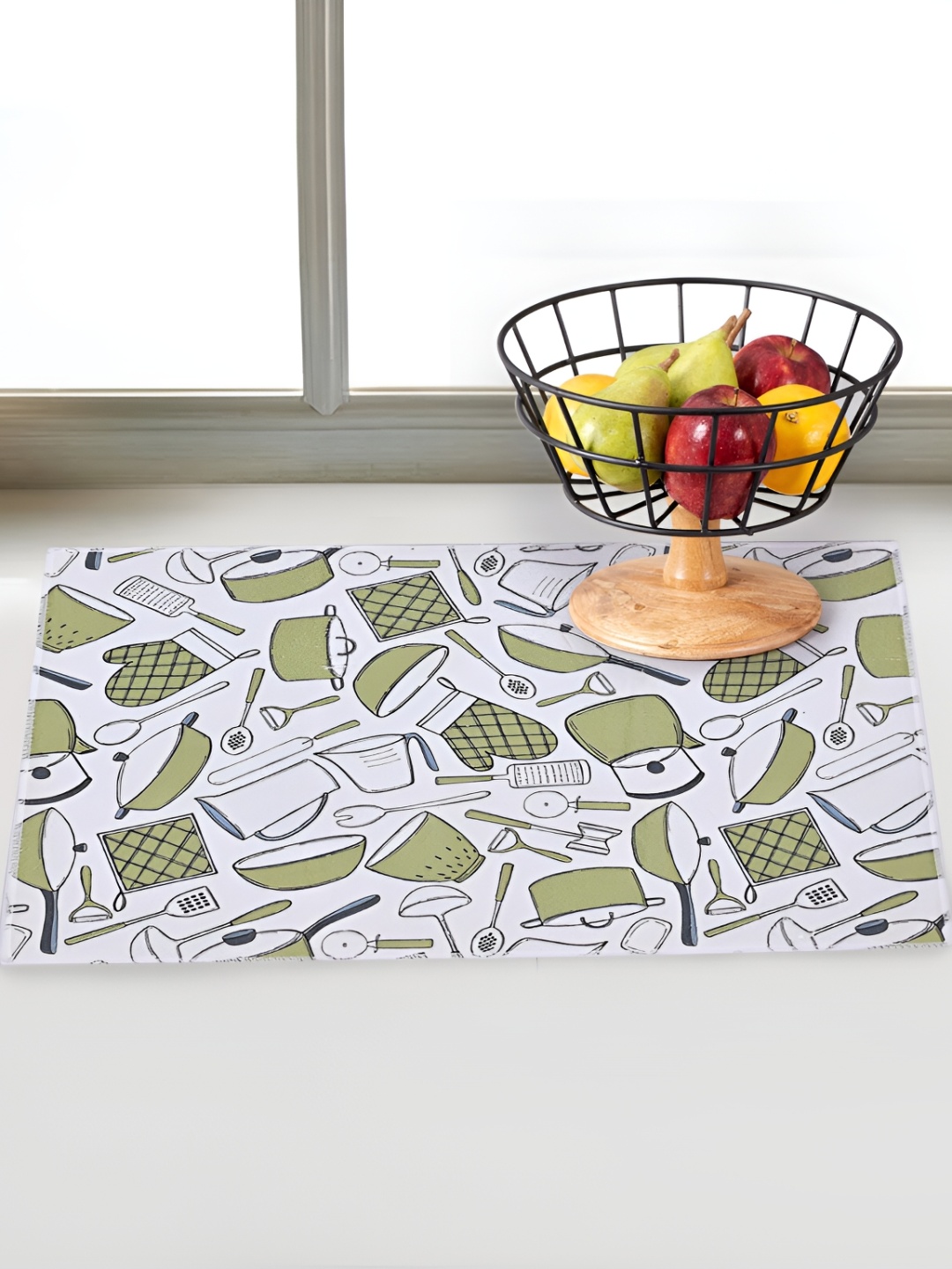 

LOOM LEGACY White & Green Reversible Water Absorption Dish Drying Mat