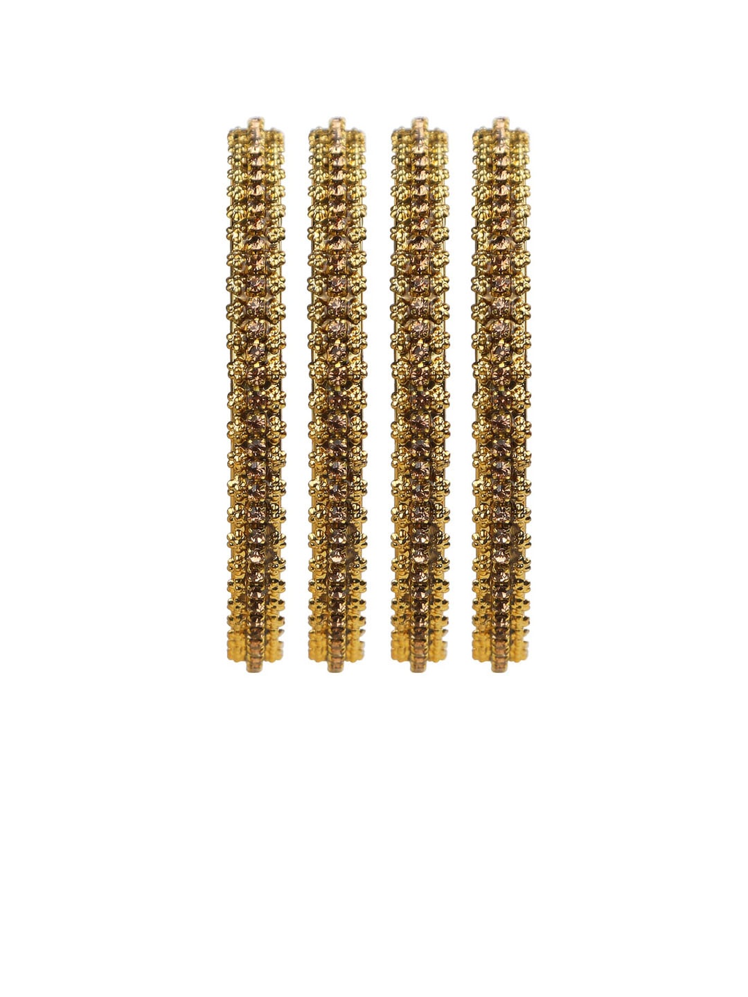 

FEMMIBELLA Set Of 4 Gold Plated Cubic zirconia Studded Bangles