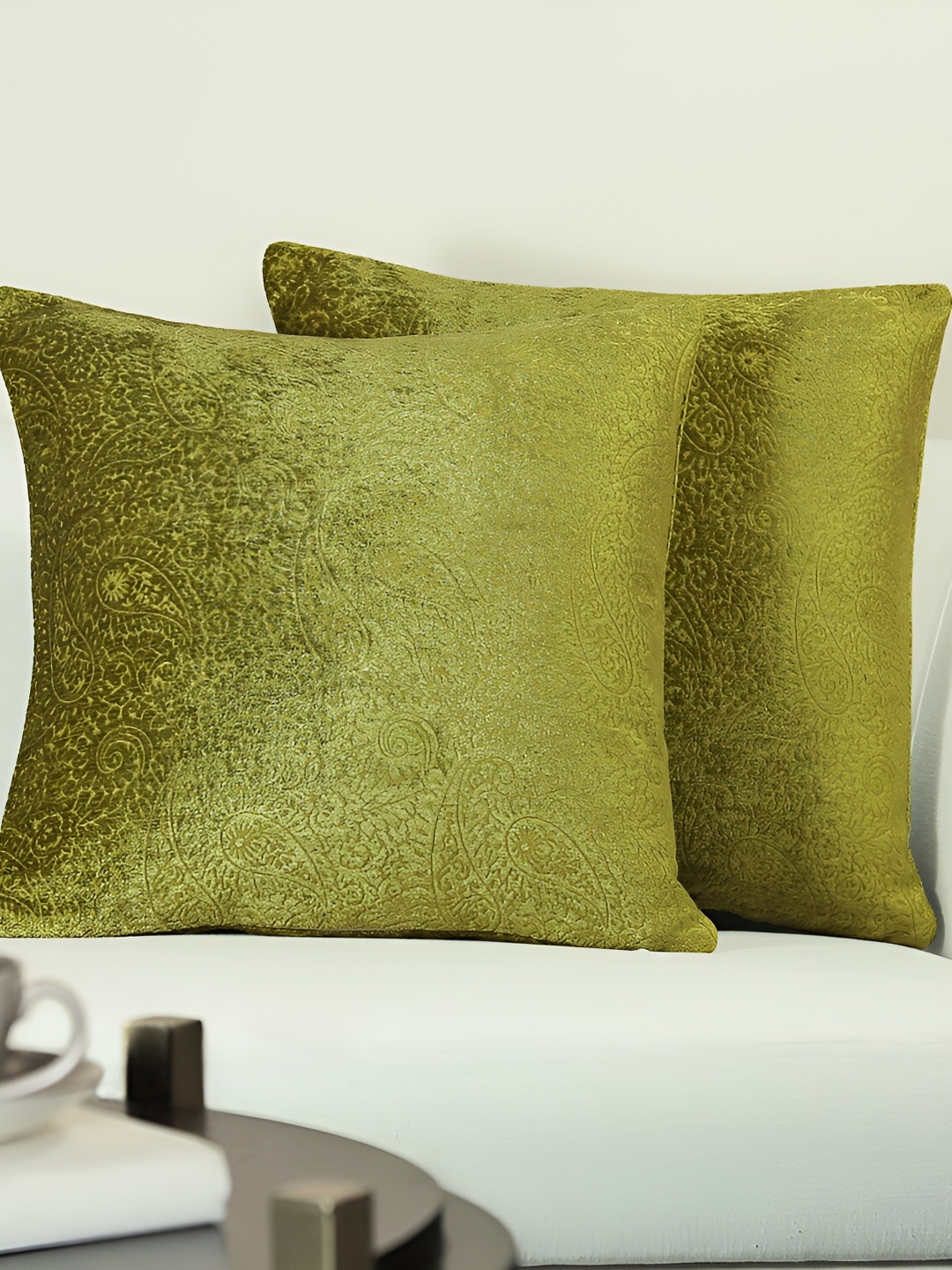 

GM Green 2 Pieces Ethnic Motifs Square Cushion Covers