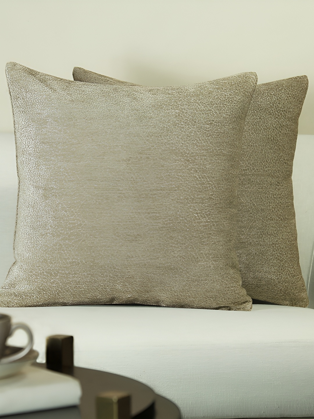 

GM Grey 2 Pieces Self Design Square Cushion Covers