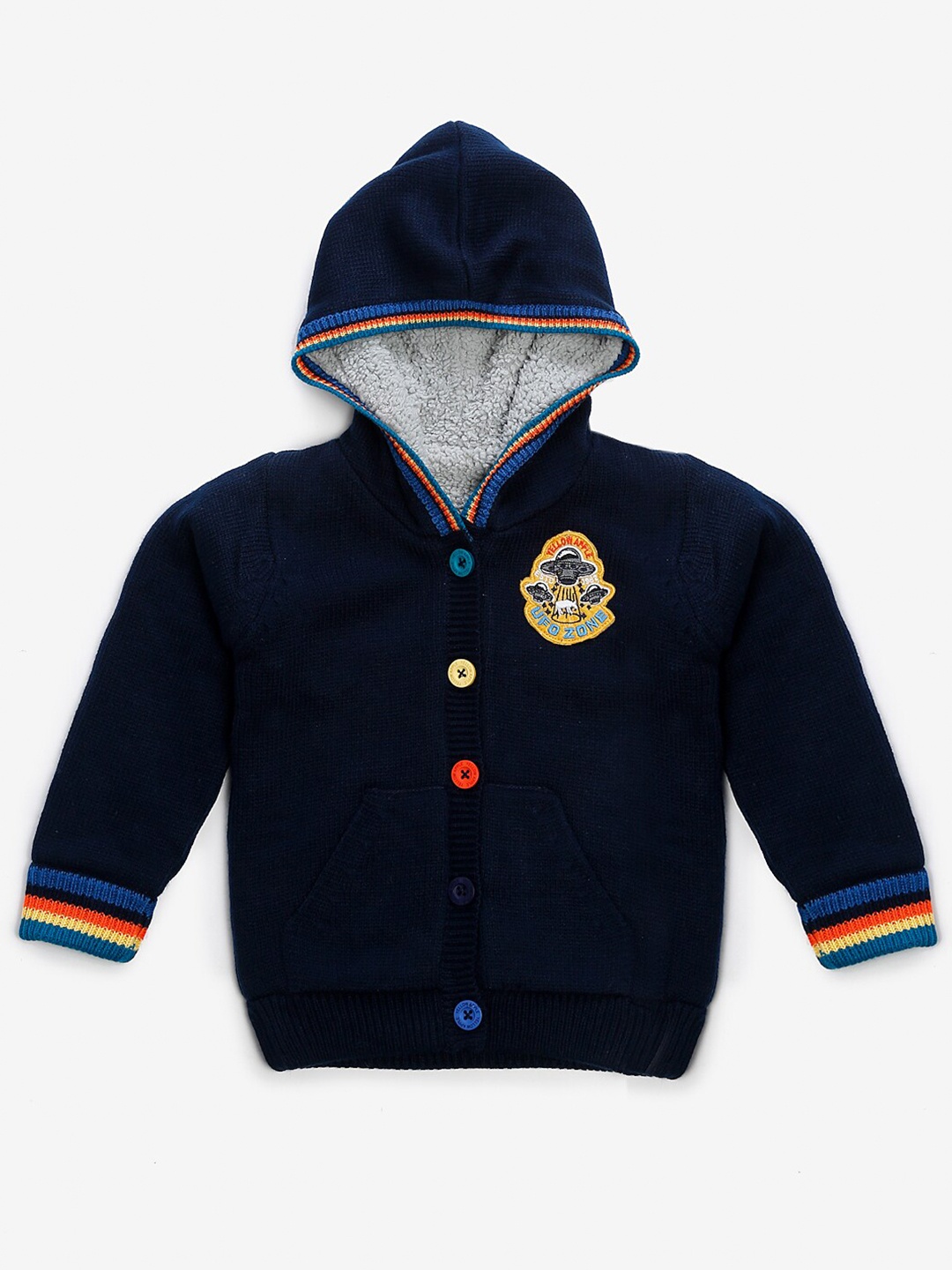 

Yellow Apple Boys Colourblocked Woollen Sweater Vest, Navy blue